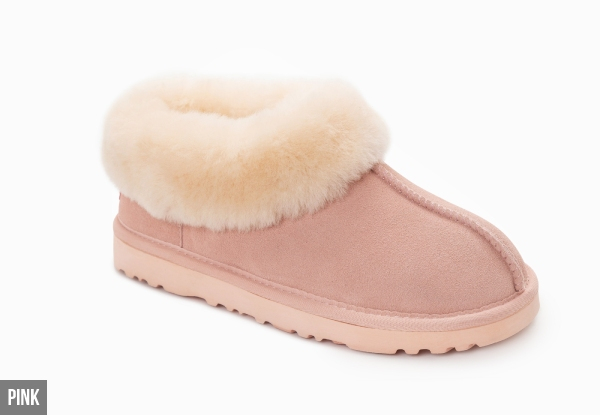 Collar Unisex Premium Sheepskin Suede UGG Slippers - Two Colours & 10 Sizes Available