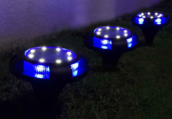 Four-Pack Solar Ground Disk Light