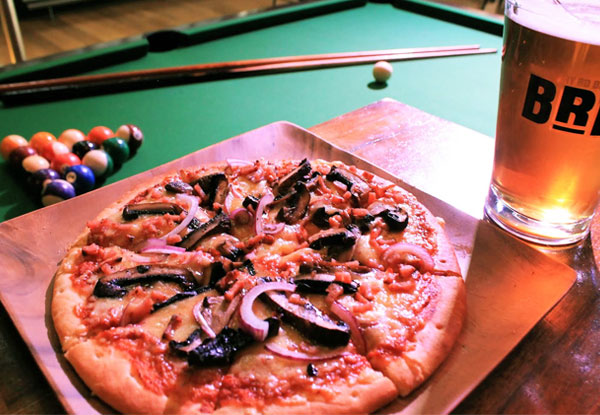 Large Pizza, 1.2L Jug of Boundary Road Beer & Five Games of Pool for Two People - Options for up to Six People