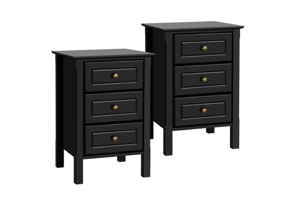 Pair of Three-Drawer Bedside Table - Available in Two Colours