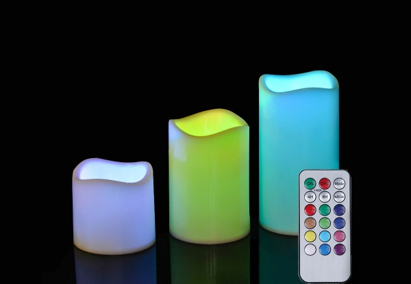 Three-Piece LED Candle Light Set with Remote Control - Option for Two