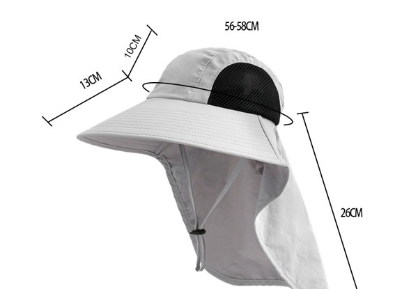 Wide Brim Sun Hat with Large Neck Flap - Nine Colours Available