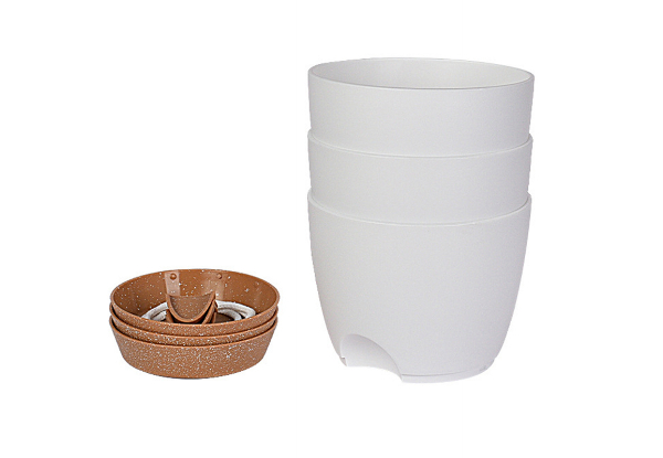 Three-Piece Self-Watering Pots Set - Available in Three Colours & Two Sizes