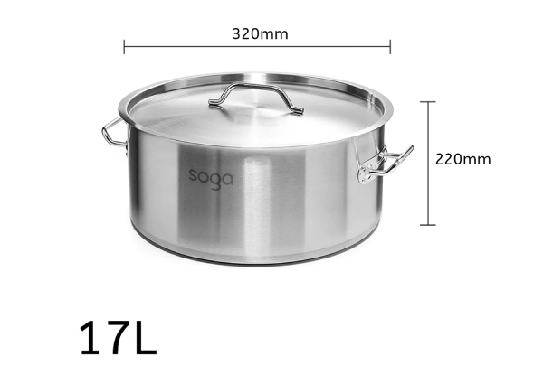 SOGA 17L Stainless Steel Stock Pot