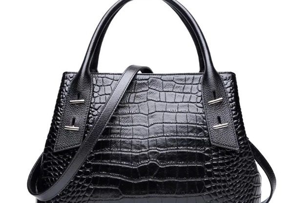 Leather Croc Style Handbag - Two Colours Available