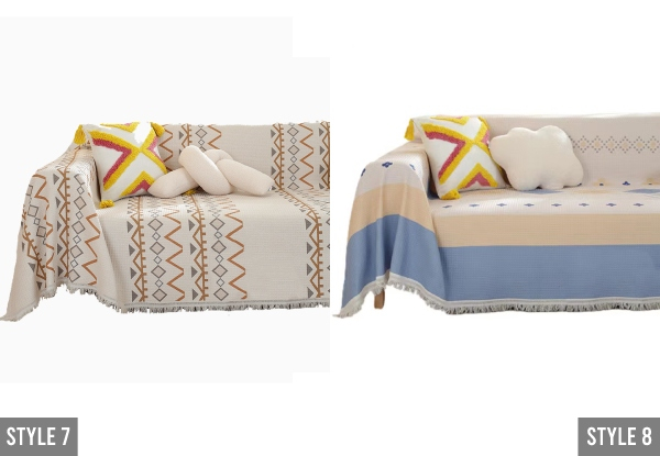 Multipurpose Reversible Sofa Cover Protector with Tassels - 18 Styles Available & Seven Sizes Available
