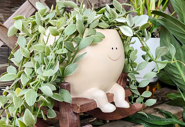 Smiley Face Resin Planter Pot - Option for Two