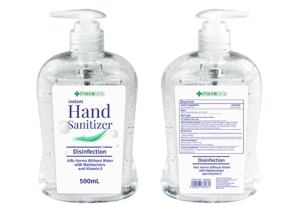 Four-Pack of Hand Sanitiser Bottles with Pump 500ml