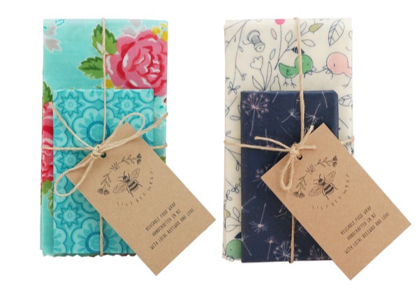 Two-Pack of  LilyBee Beeswax Wraps - Two Designs Available