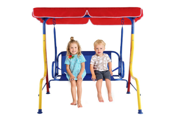 Kids Two-Seater Swing Chair with Canopy - Two Styles Available