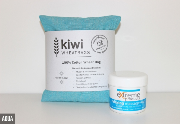 Relax & Unwind with Kiwi Wheat Bag incl. Massage Wax - Four Colours Available