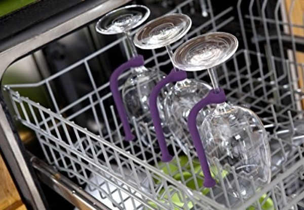 Four-Pack of Silicone Wine Glass Holders for Dishwasher - Option for Eight-Pack