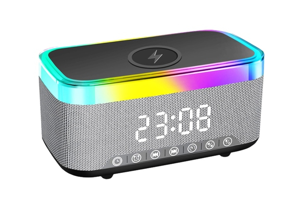 Bluetooth Speaker Smart Alarm Clock with Wireless Charging - Two Colours Available