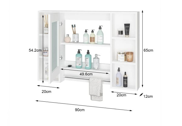 Bathroom Mirror Cabinet with Six-Compartments