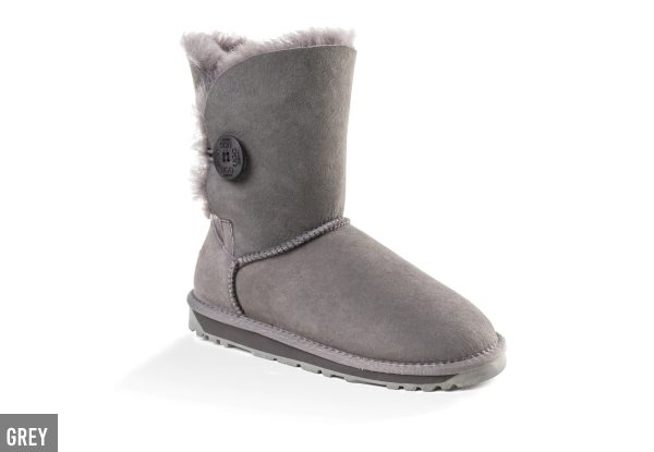 Ozwear Ugg Water-Resistant Classic Short Button Boots - Five Colours & Seven Sizes Available