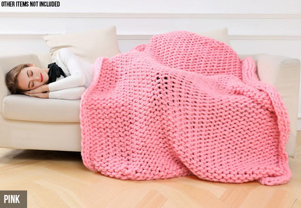 Knitted Thick Woven Throw Blanket - Three Colours & Two Sizes Available