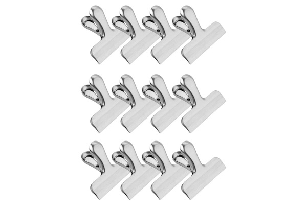 12-Pack of Stainless Steel Heavy-Duty Food Bag Clips