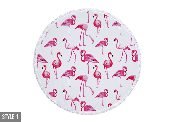 Flamingo Themed Round Beach Towel - Six Styles Available
