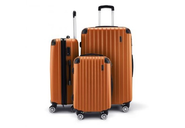 Three-Piece Orange Luggage Suitcase Set
