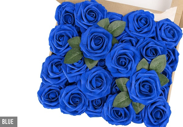25-Piece Artificial Roses Set - Six Colours Available