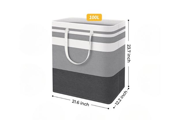 75L Grey Laundry Basket with Carry Handle - Option for 100L