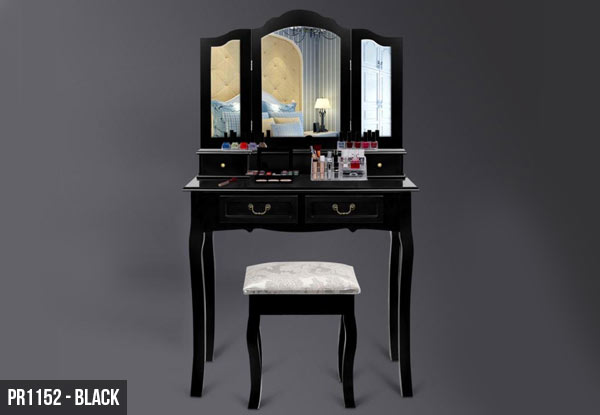 From $159 for an Elegant Dressing Table Available in Black or White