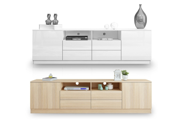 TV Stand Cabinet with Storage Drawers and Cabinets - Two Colours Available