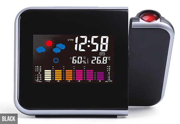 Alarm Clock Projector with Weather Display - Two Colours Available
