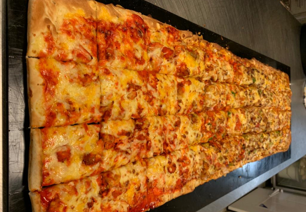 Half-Metre Long Big Foot Pizza Combo incl. Garlic Bread & 1.5 Litre Drink for up to 10 People - Option for One Meter Long Pizza Combo for up to 15 People- Two Locations Available