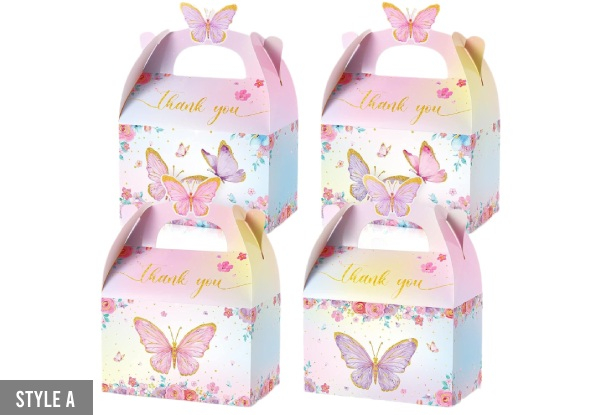 12-Pack Butterfly Paper Cupcake Gift Bag with Handle - Two Styles Available