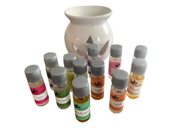 Ceramic Oil Burner Bundle incl. Essential Oils & Tea Light Candle - Option for Two Available