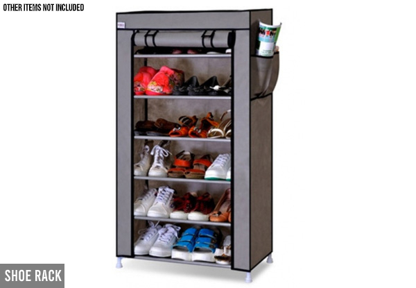 Portable Six-Tier Shoe Rack - Option for Portable Wardrobe or Both
