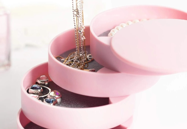 Two-Piece Four-Layer Rotatable Jewellery Storage Box with Lid - Three Colours Available