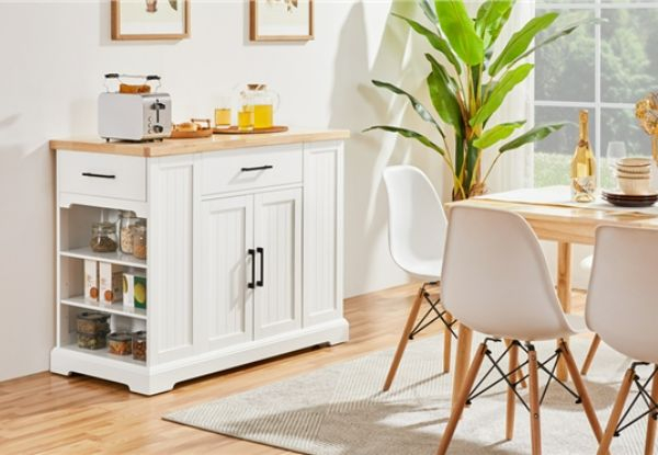 Kitchen Island Cart with Wood Top