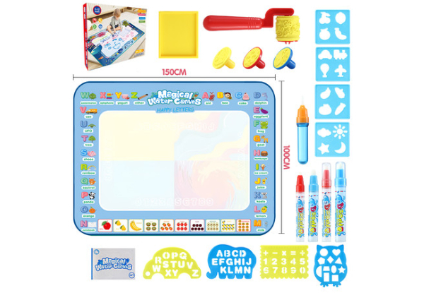 Kids Water Doodle Mat Kit Incl. Pens & Stamps - Three Sizes Available