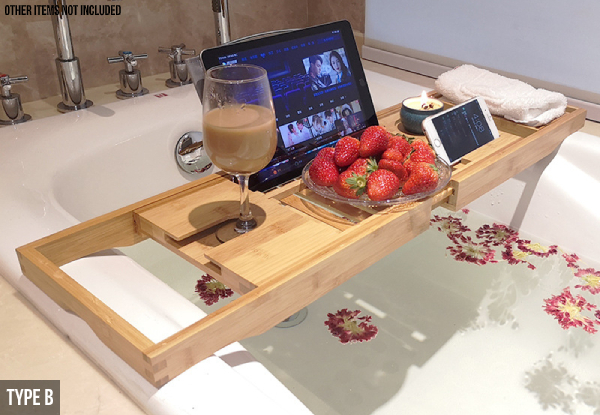 Bamboo Bathtub Caddy Tray - Option for Extending Sides