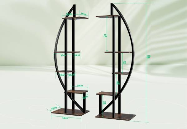 Two-Piece Five-Tiered Crescent-Style Plant Stand