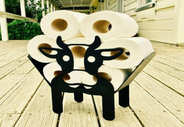 Metal Cow Toilet Roll Holder