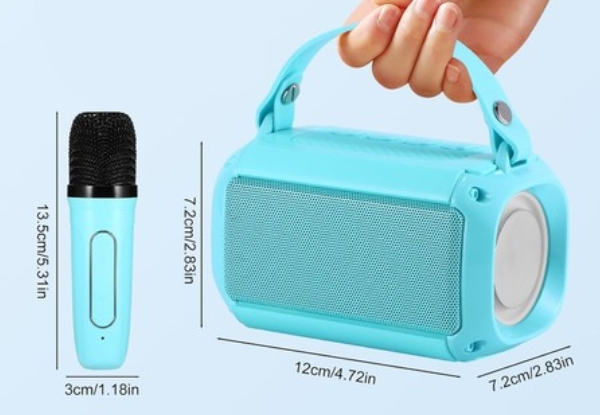 Kid's Mini Karaoke Machine with Two-Piece Wireless Mic - Three Colours Available