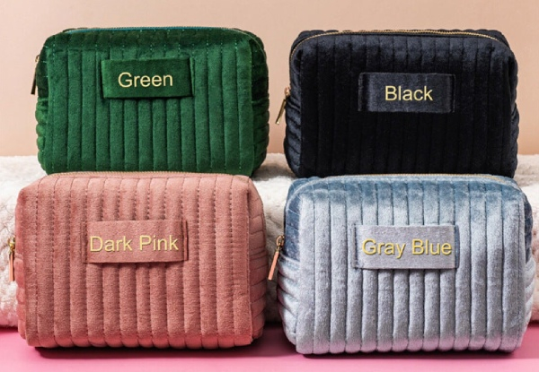 Custom Name Velvet Makeup Bag - Two Sizes Available