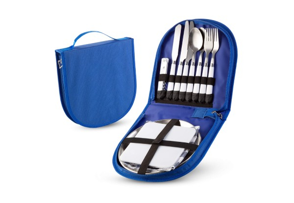 13-Pieces Outdoor Cutlery Mess Kit with Storage Bag - Two Colours Available