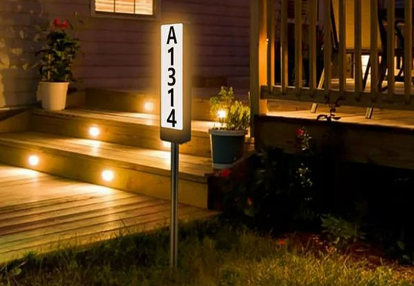 Solar House Address Sign Light with Stake