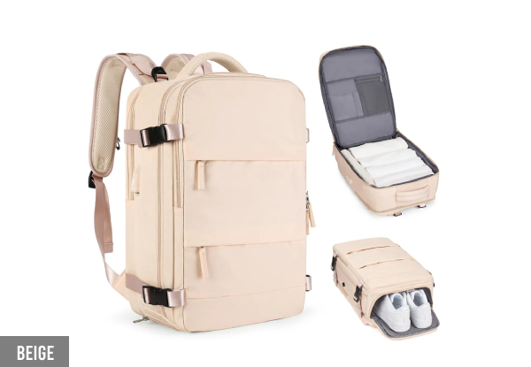 Travel Backpack with Shoe Compartment - Eight Colours Available