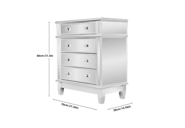 Vintage Style Mirrored Four-Drawer Chest