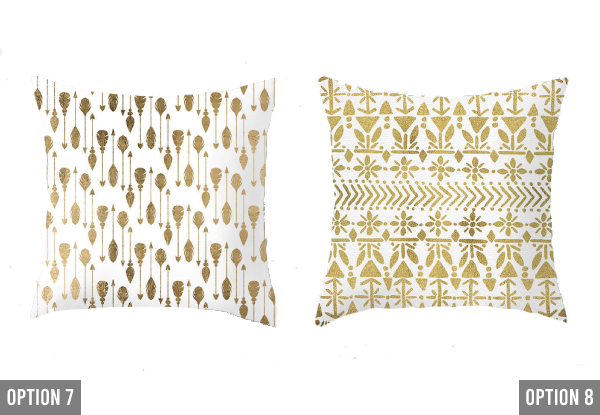 Gold Printed Cushion Cover 45x45cm - Available in Ten Options