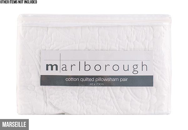 Two-Pack of Marlborough White Pillowshams - Three Styles Available & Option for Four-Pack
