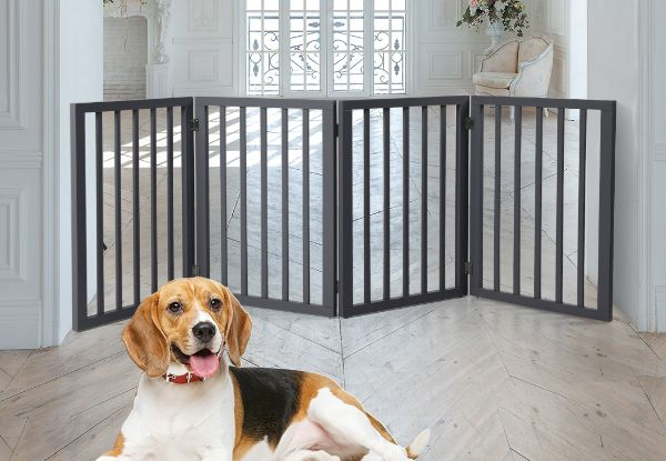 PaWz Four-Panel Retractable Wooden Pet Gate - Available in Three Colours & Four Options
