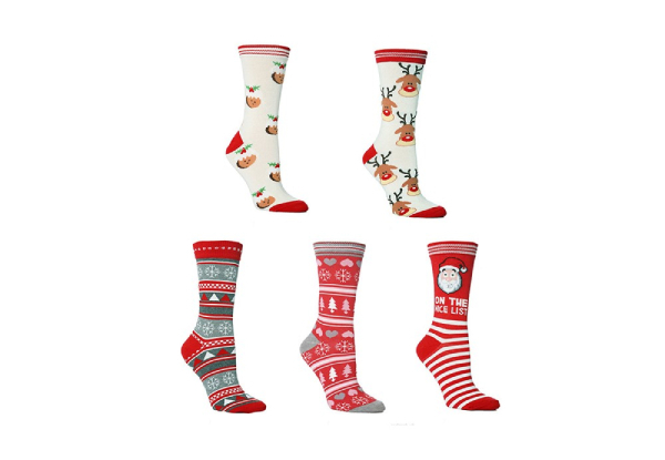 Five-Pack Unisex Christmas Socks