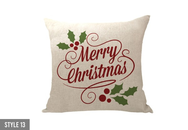 Two-Pack Christmas Square Zipper Pillowcases - Available in 13 Styles & Options for Eight-Pack