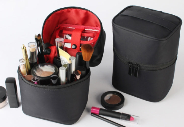 Large Black Portable Cosmetic Bag